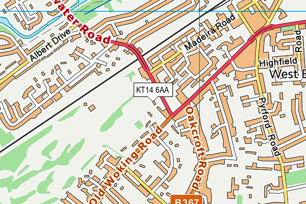 KT14 6AA map - OS VectorMap District (Ordnance Survey)