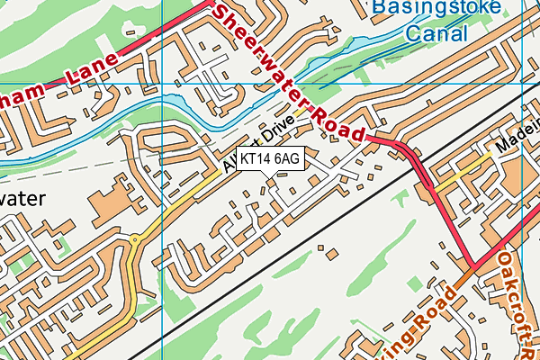 KT14 6AG map - OS VectorMap District (Ordnance Survey)