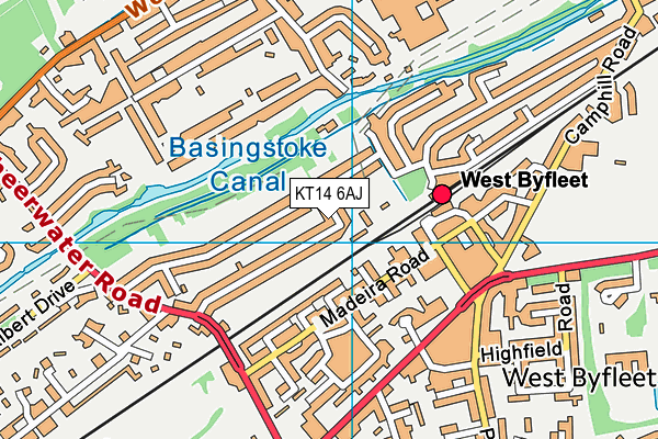 KT14 6AJ map - OS VectorMap District (Ordnance Survey)