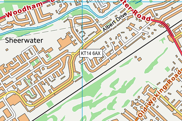 KT14 6AX map - OS VectorMap District (Ordnance Survey)