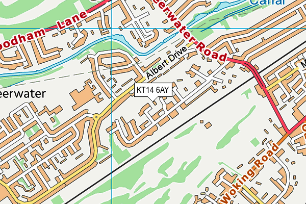 KT14 6AY map - OS VectorMap District (Ordnance Survey)