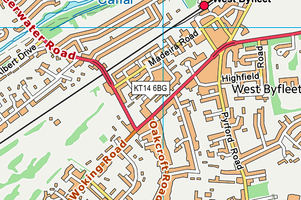 KT14 6BG map - OS VectorMap District (Ordnance Survey)