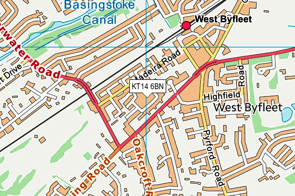 KT14 6BN map - OS VectorMap District (Ordnance Survey)