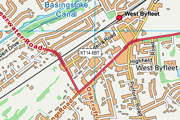 KT14 6BT map - OS VectorMap District (Ordnance Survey)