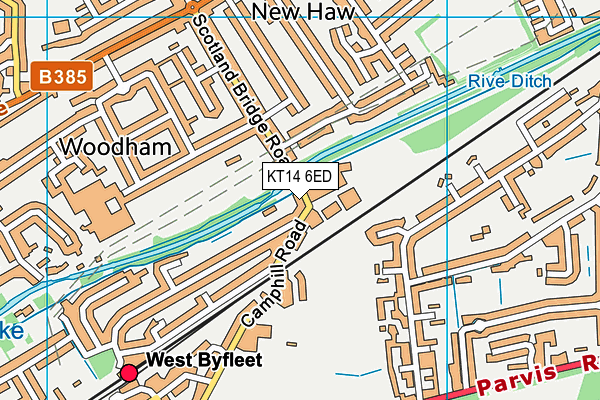 KT14 6ED map - OS VectorMap District (Ordnance Survey)