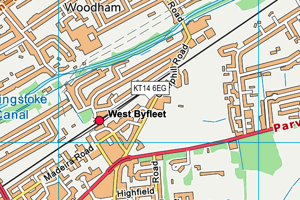 KT14 6EG map - OS VectorMap District (Ordnance Survey)