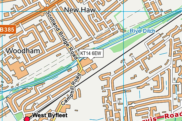 KT14 6EW map - OS VectorMap District (Ordnance Survey)