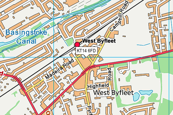 KT14 6FD map - OS VectorMap District (Ordnance Survey)