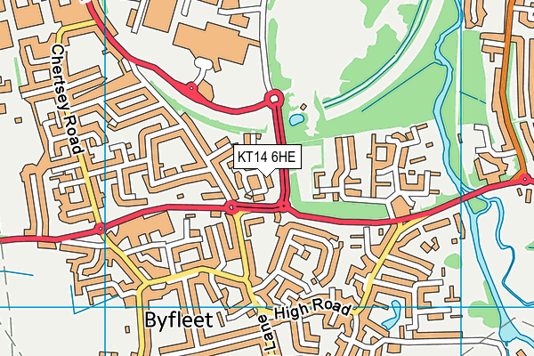 KT14 6HE map - OS VectorMap District (Ordnance Survey)