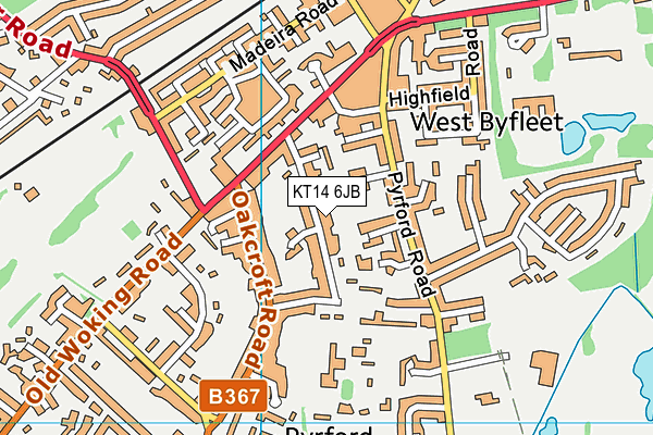 KT14 6JB map - OS VectorMap District (Ordnance Survey)
