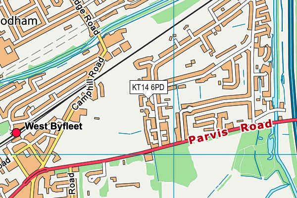 KT14 6PD map - OS VectorMap District (Ordnance Survey)