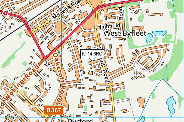 KT14 6RG map - OS VectorMap District (Ordnance Survey)