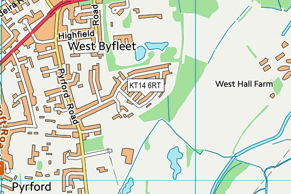 KT14 6RT map - OS VectorMap District (Ordnance Survey)