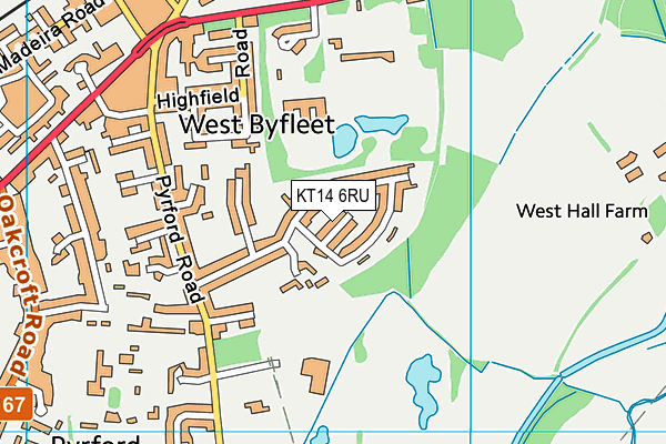 KT14 6RU map - OS VectorMap District (Ordnance Survey)