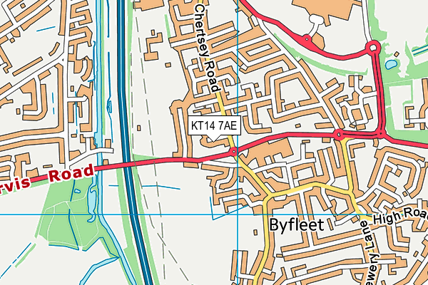 KT14 7AE map - OS VectorMap District (Ordnance Survey)