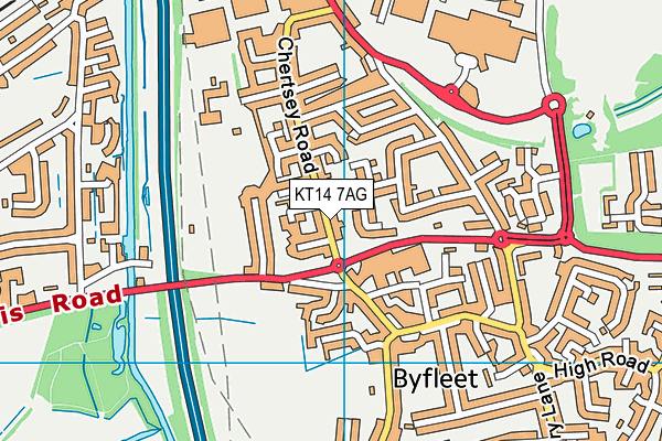 KT14 7AG map - OS VectorMap District (Ordnance Survey)