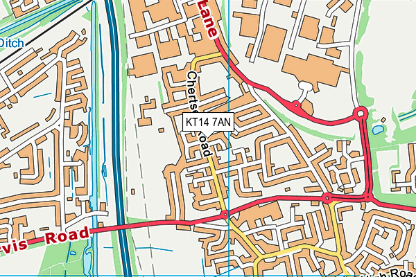 KT14 7AN map - OS VectorMap District (Ordnance Survey)