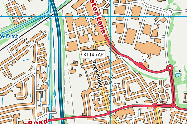 KT14 7AP map - OS VectorMap District (Ordnance Survey)