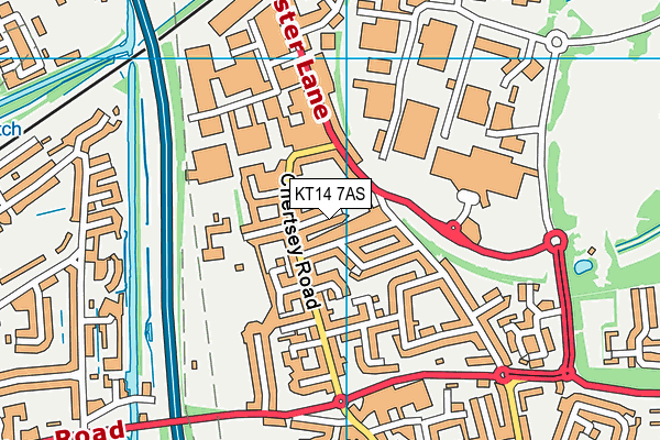 KT14 7AS map - OS VectorMap District (Ordnance Survey)
