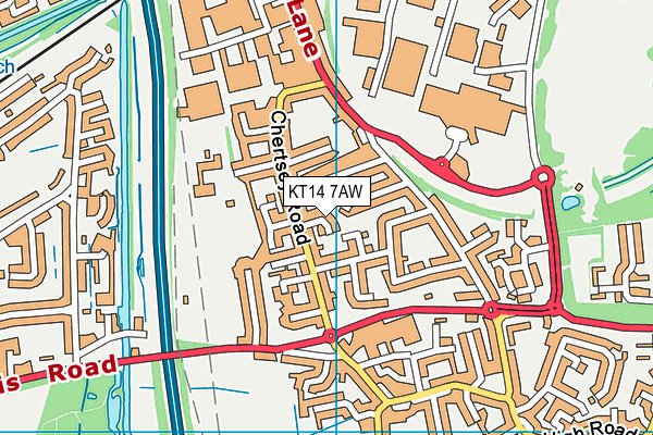 KT14 7AW map - OS VectorMap District (Ordnance Survey)