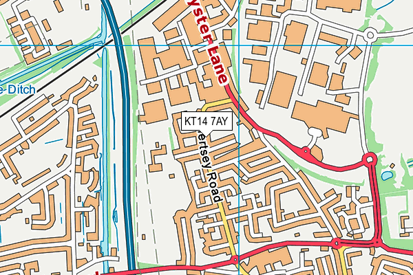 KT14 7AY map - OS VectorMap District (Ordnance Survey)