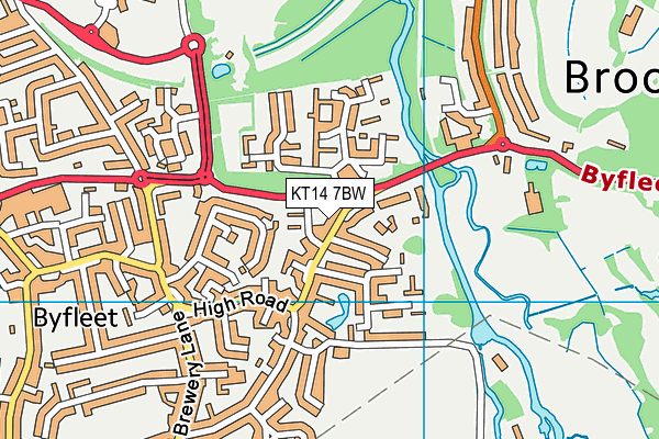 KT14 7BW map - OS VectorMap District (Ordnance Survey)