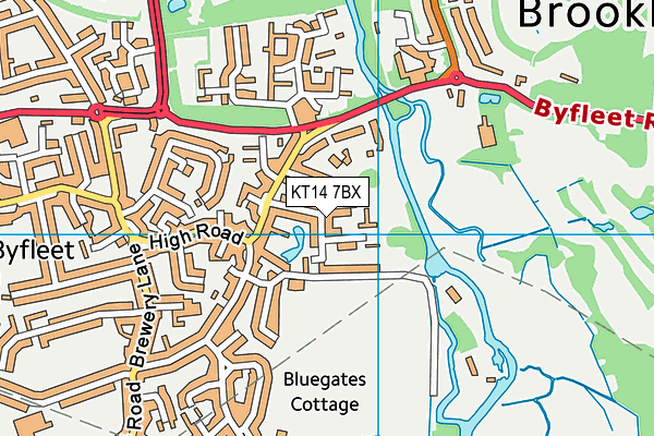 KT14 7BX map - OS VectorMap District (Ordnance Survey)