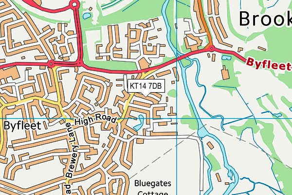 KT14 7DB map - OS VectorMap District (Ordnance Survey)