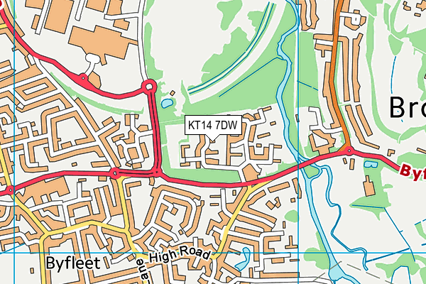KT14 7DW map - OS VectorMap District (Ordnance Survey)