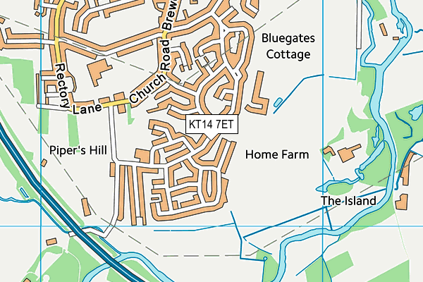 KT14 7ET map - OS VectorMap District (Ordnance Survey)