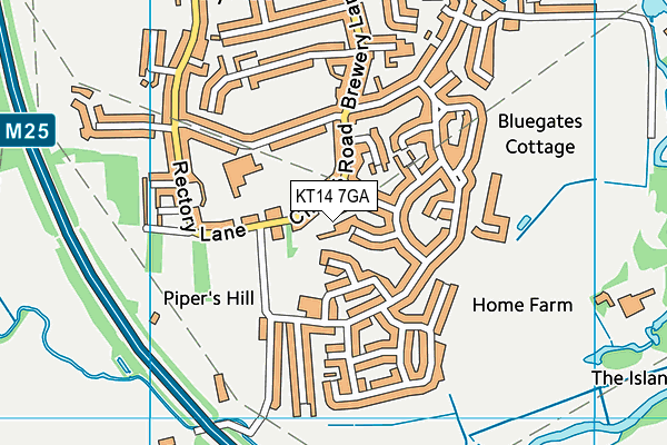 KT14 7GA map - OS VectorMap District (Ordnance Survey)