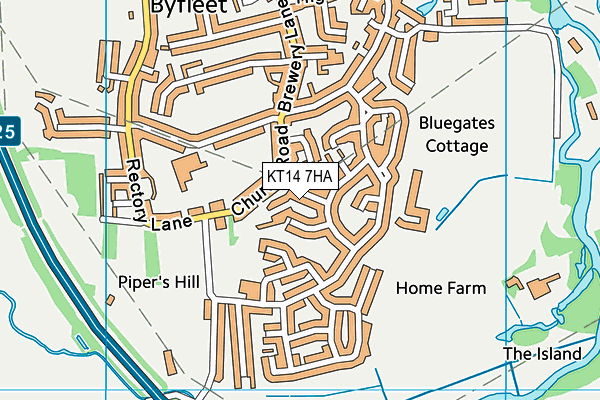 KT14 7HA map - OS VectorMap District (Ordnance Survey)