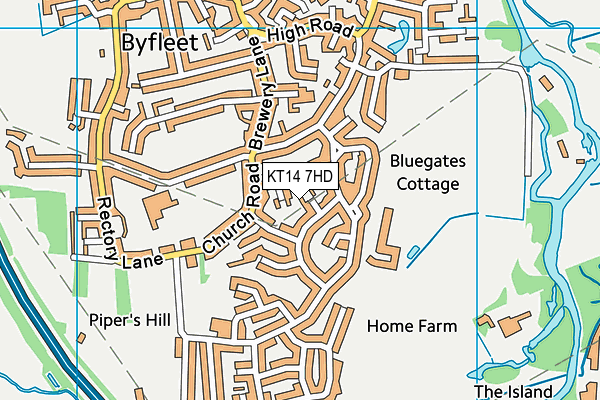 KT14 7HD map - OS VectorMap District (Ordnance Survey)