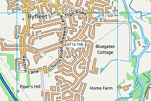KT14 7HE map - OS VectorMap District (Ordnance Survey)