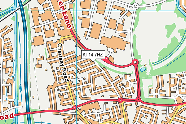 KT14 7HZ map - OS VectorMap District (Ordnance Survey)