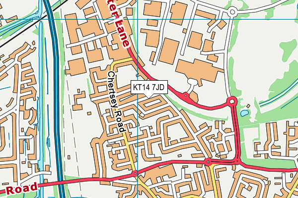 KT14 7JD map - OS VectorMap District (Ordnance Survey)