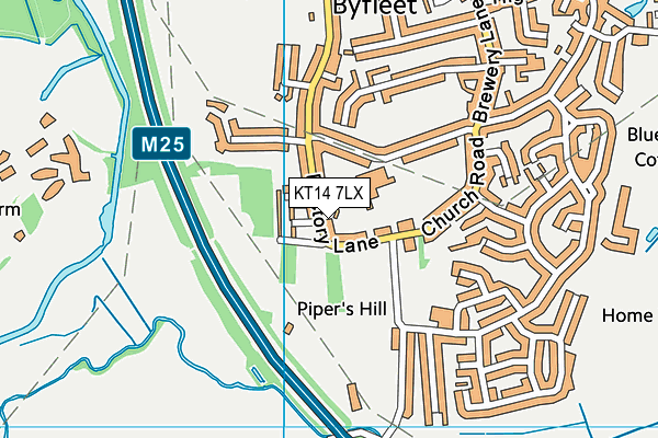 KT14 7LX map - OS VectorMap District (Ordnance Survey)