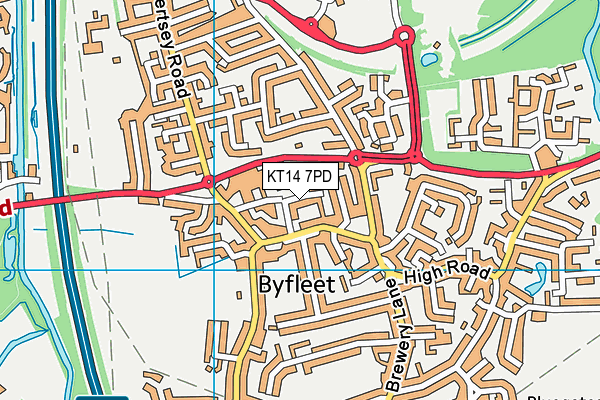 KT14 7PD map - OS VectorMap District (Ordnance Survey)
