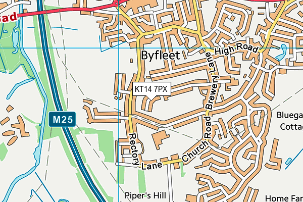 KT14 7PX map - OS VectorMap District (Ordnance Survey)