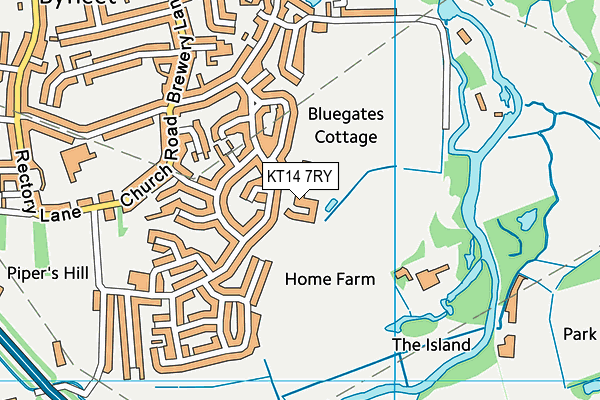 KT14 7RY map - OS VectorMap District (Ordnance Survey)