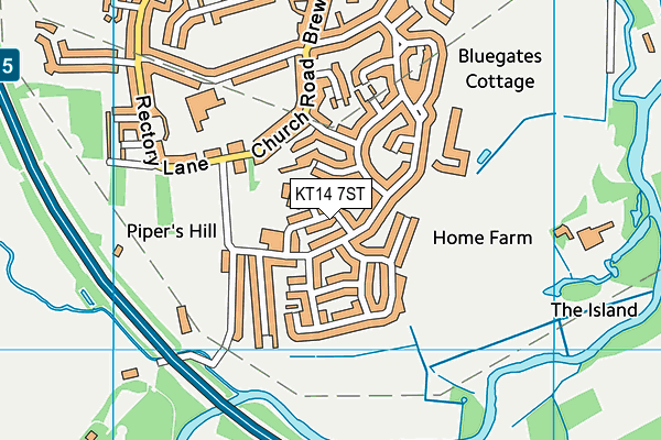 KT14 7ST map - OS VectorMap District (Ordnance Survey)