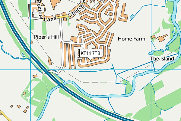 KT14 7TB map - OS VectorMap District (Ordnance Survey)