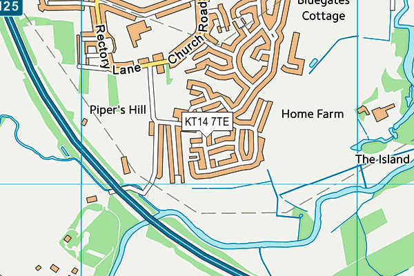 KT14 7TE map - OS VectorMap District (Ordnance Survey)