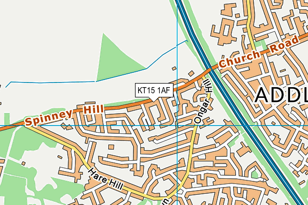KT15 1AF map - OS VectorMap District (Ordnance Survey)