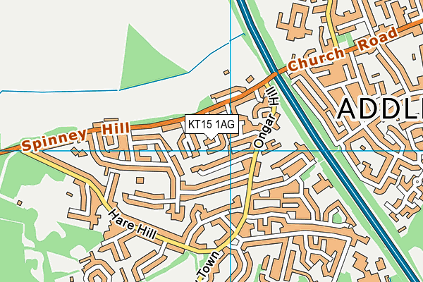 KT15 1AG map - OS VectorMap District (Ordnance Survey)