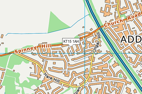 KT15 1AH map - OS VectorMap District (Ordnance Survey)