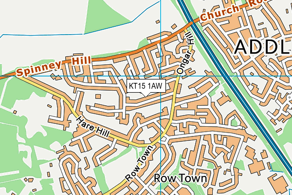KT15 1AW map - OS VectorMap District (Ordnance Survey)