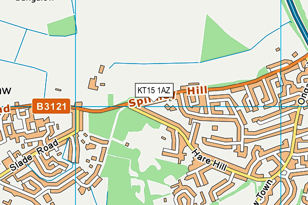 KT15 1AZ map - OS VectorMap District (Ordnance Survey)