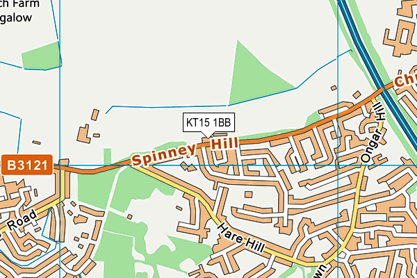 KT15 1BB map - OS VectorMap District (Ordnance Survey)