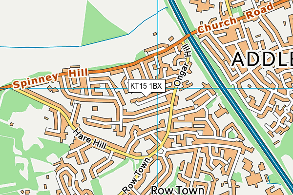 KT15 1BX map - OS VectorMap District (Ordnance Survey)
